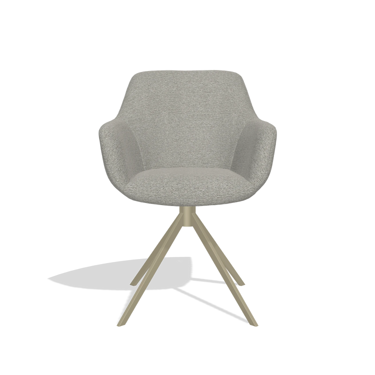 Dining Chair Pavia 6687 in Sneak 01 fabric (grey), champagne swivel base, front view