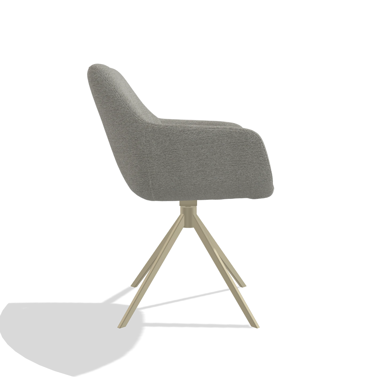 Dining Chair Pavia 6687 in Sneak 01 fabric (grey), champagne swivel base, side view