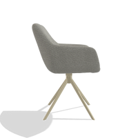Dining Chair Pavia 6687 in Sneak 01 fabric (grey), champagne swivel base, side view