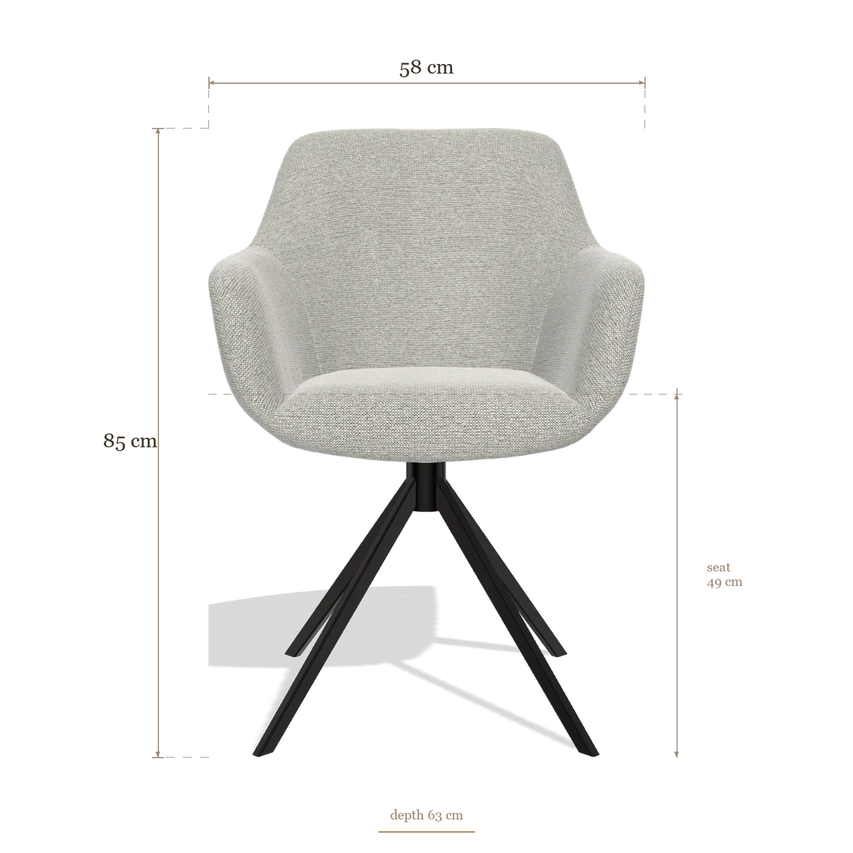 Dining Chair Pavia 6687, dimensions 58 x 63 x 85 cm