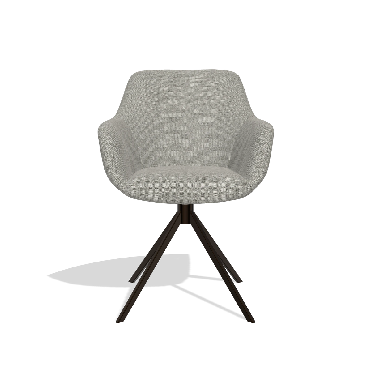 Dining Chair Pavia 6687 in Sneak 01 fabric (grey), espresso swivel base, front view