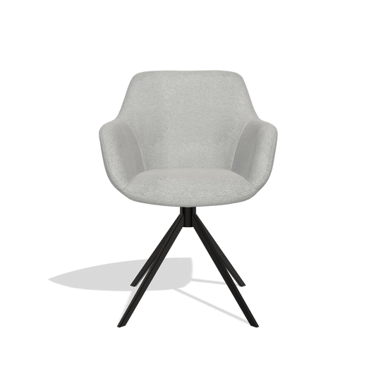 Dining Chair Pavia 6687 in Sneak 110 fabric (greige), black swivel base, front view