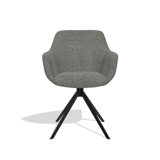 Dining Chair Pavia 6687 in Sneak 12 fabric (dark grey), black swivel base, front view