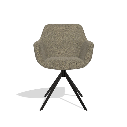 Dining Chair Pavia 6687 in Sneak 124 fabric (olive), black swivel base, front view