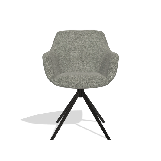 Dining Chair Pavia 6687 in Sneak 149 fabric (taupe), black swivel base, front view