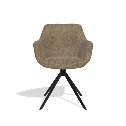 Dining Chair Pavia 6687 in Sneak 16 fabric (olive), black swivel base, front view