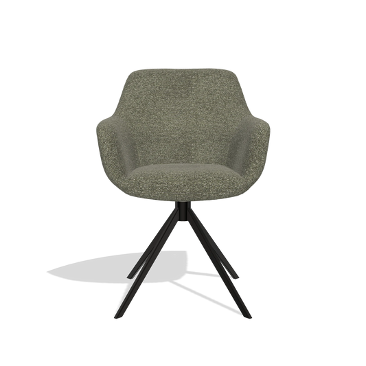 Dining Chair Pavia 6687 in Sneak 59 fabric (dark grey), black swivel base, front view
