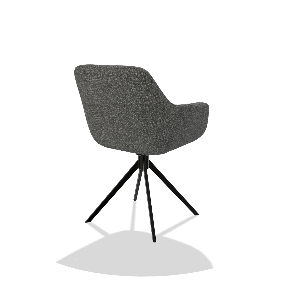 Dining Chair Pavia 6687 in Sneak 65 fabric (dark grey), black swivel base, back angled view
