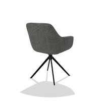 Dining Chair Pavia 6687 in Sneak 65 fabric (dark grey), black swivel base, back angled view