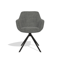 Dining Chair Pavia 6687 in Sneak 65 fabric (dark grey), black swivel base, front view