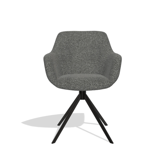 Dining Chair Pavia 6687 in Sneak 65 fabric (dark grey), black swivel base, front view