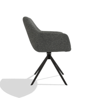 Dining Chair Pavia 6687 in Sneak 65 fabric (dark grey), black swivel base, side view