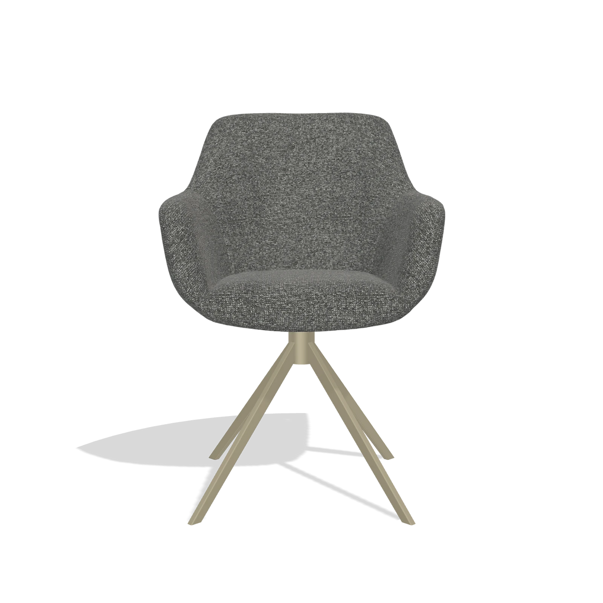 Dining Chair Pavia 6687 in Sneak 65 fabric (dark grey), champagne swivel base, front view