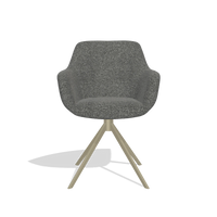 Dining Chair Pavia 6687 in Sneak 65 fabric (dark grey), champagne swivel base, front view