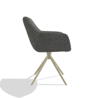 Dining Chair Pavia 6687 in Sneak 65 fabric (dark grey), champagne swivel base, side view