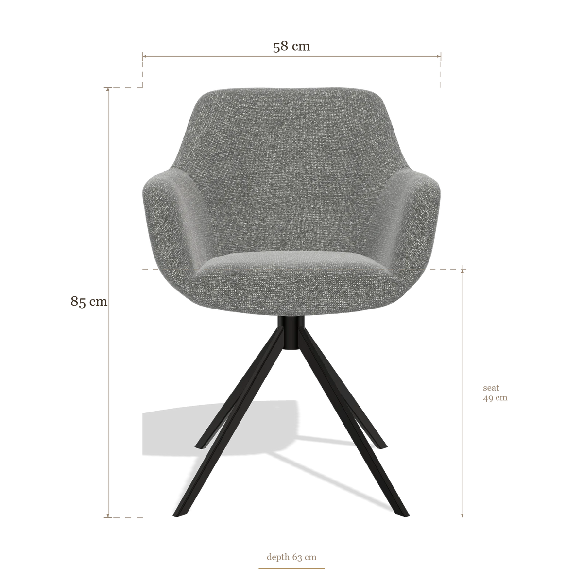 Dining Chair Pavia 6687, dimensions 58 x 63 x 85 cm