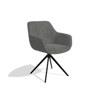 Dining Chair Pavia 6687 in Sneak 65 fabric (dark grey), espresso swivel base, angled view