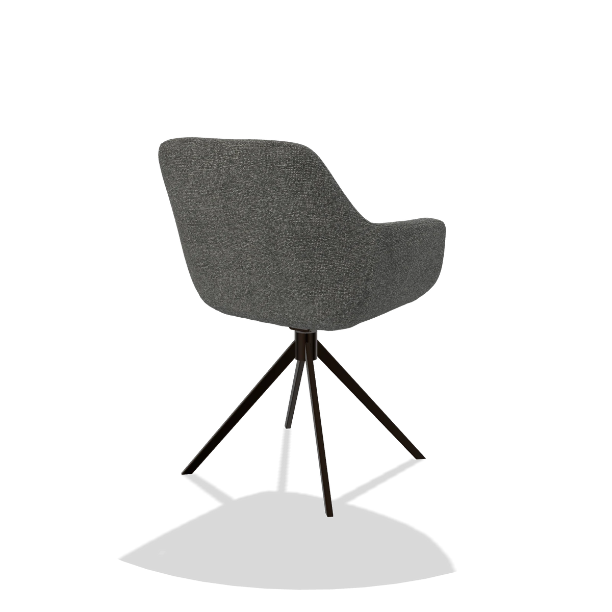 Dining Chair Pavia 6687 in Sneak 65 fabric (dark grey), espresso swivel base, back angled view