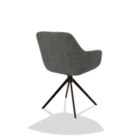 Dining Chair Pavia 6687 in Sneak 65 fabric (dark grey), espresso swivel base, back angled view