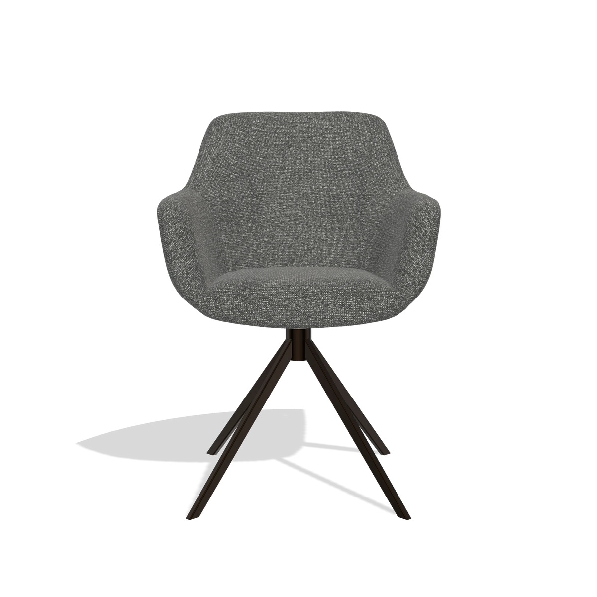 Dining Chair Pavia 6687 in Sneak 65 fabric (dark grey), espresso swivel base, front view