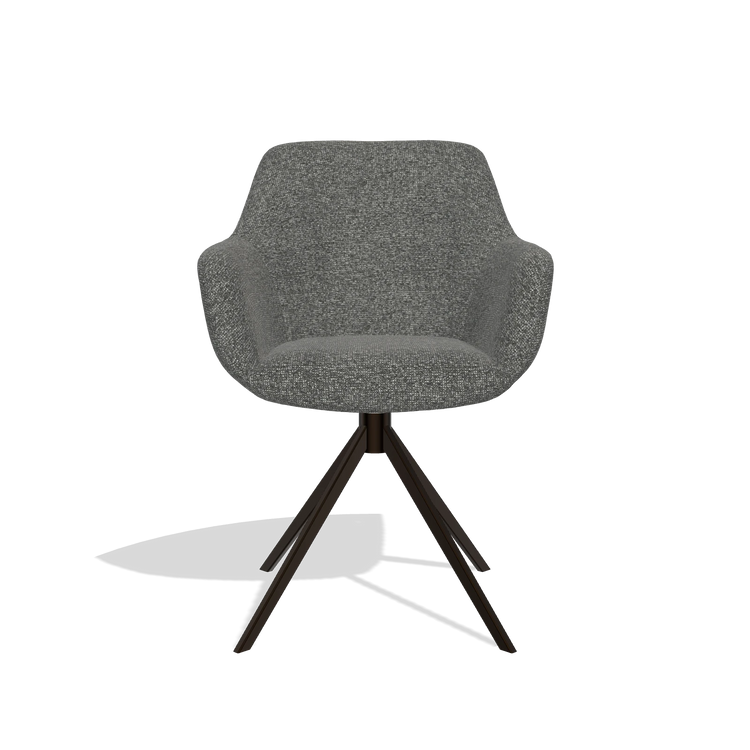 Dining Chair Pavia 6687 in Sneak 65 fabric (dark grey), espresso swivel base, front view