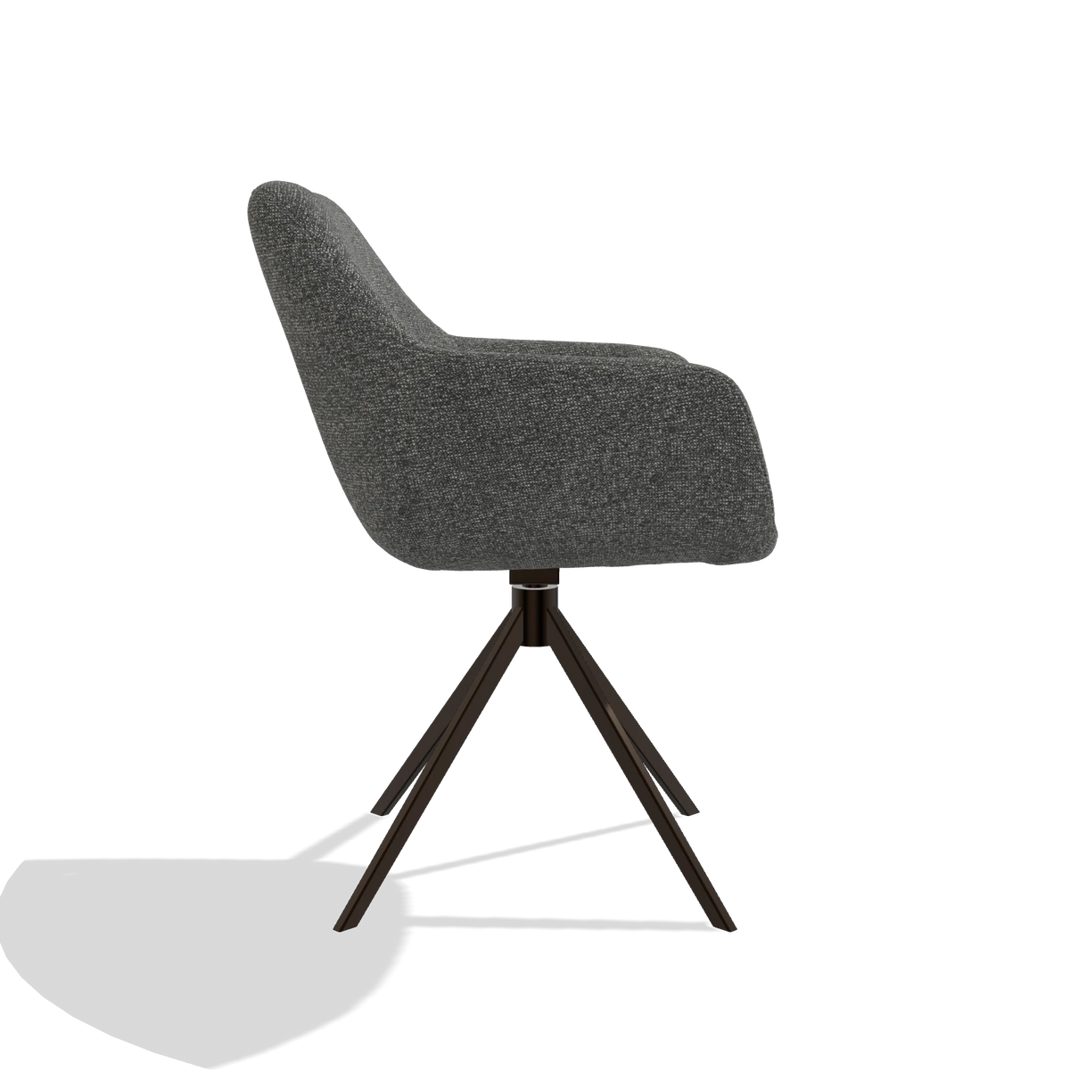 Dining Chair Pavia 6687 in Sneak 65 fabric (dark grey), espresso swivel base, side view