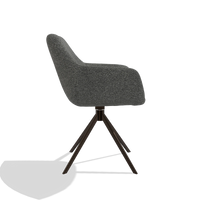 Dining Chair Pavia 6687 in Sneak 65 fabric (dark grey), espresso swivel base, side view