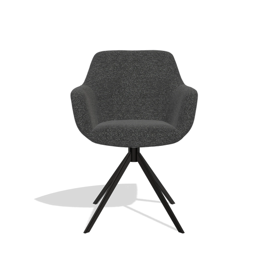 Dining Chair Pavia 6687 in Sneak 67 fabric (black), black swivel base, front view