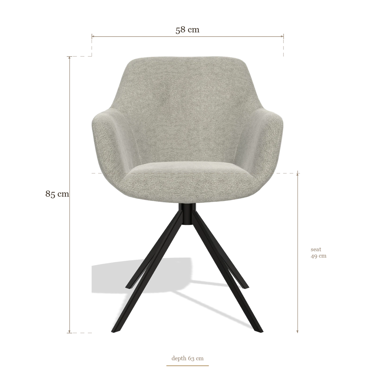 Sedia da pranzo Pavia 6687, dimensioni 58 x 63 x 85 cm