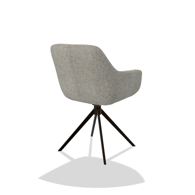 Esszimmerstuhl Pavia 6687 in Stoff Taurus 01 (Greige), Drehfuß in Espresso, Schrägansicht von hinten