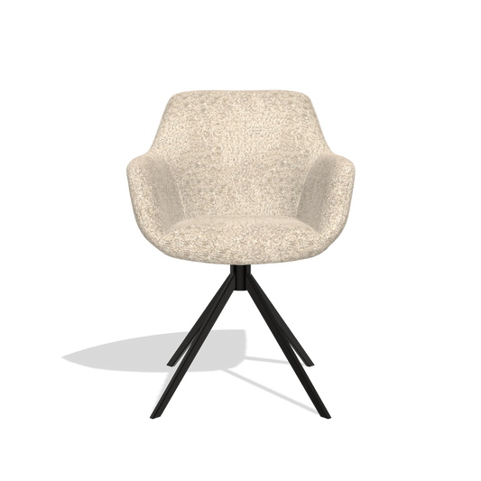 Silla de comedor Pavia 6687 en tela Venga 214 (gris claro), base giratoria en negro, vista frontal