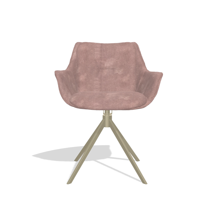 Esszimmerstuhl Sandrine 6598 in Stoff Adore 200 (Taupe), Drehfuß in Champagner, Vorderansicht