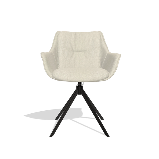 Chaise de salle à manger Sandrine 6598 en tissu Boogie 84 (gris clair), pied pivotant en noir, vue de face