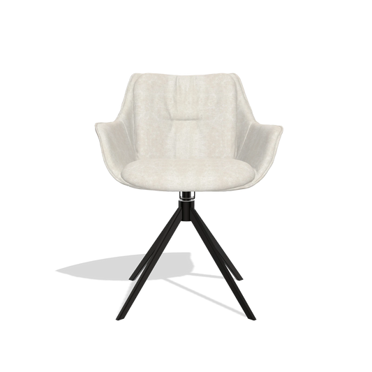 Dining Chair Sandrine 6598 in Bull 05 fabric (light grey), black swivel base, front view
