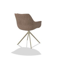 Dining Chair Sandrine 6598 in Cayenne 28 fabric (taupe), champagne swivel base, back angled view