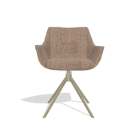 Dining Chair Sandrine 6598 in Cayenne 28 fabric (taupe), champagne swivel base, front view