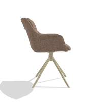 Dining Chair Sandrine 6598 in Cayenne 28 fabric (taupe), champagne swivel base, side view