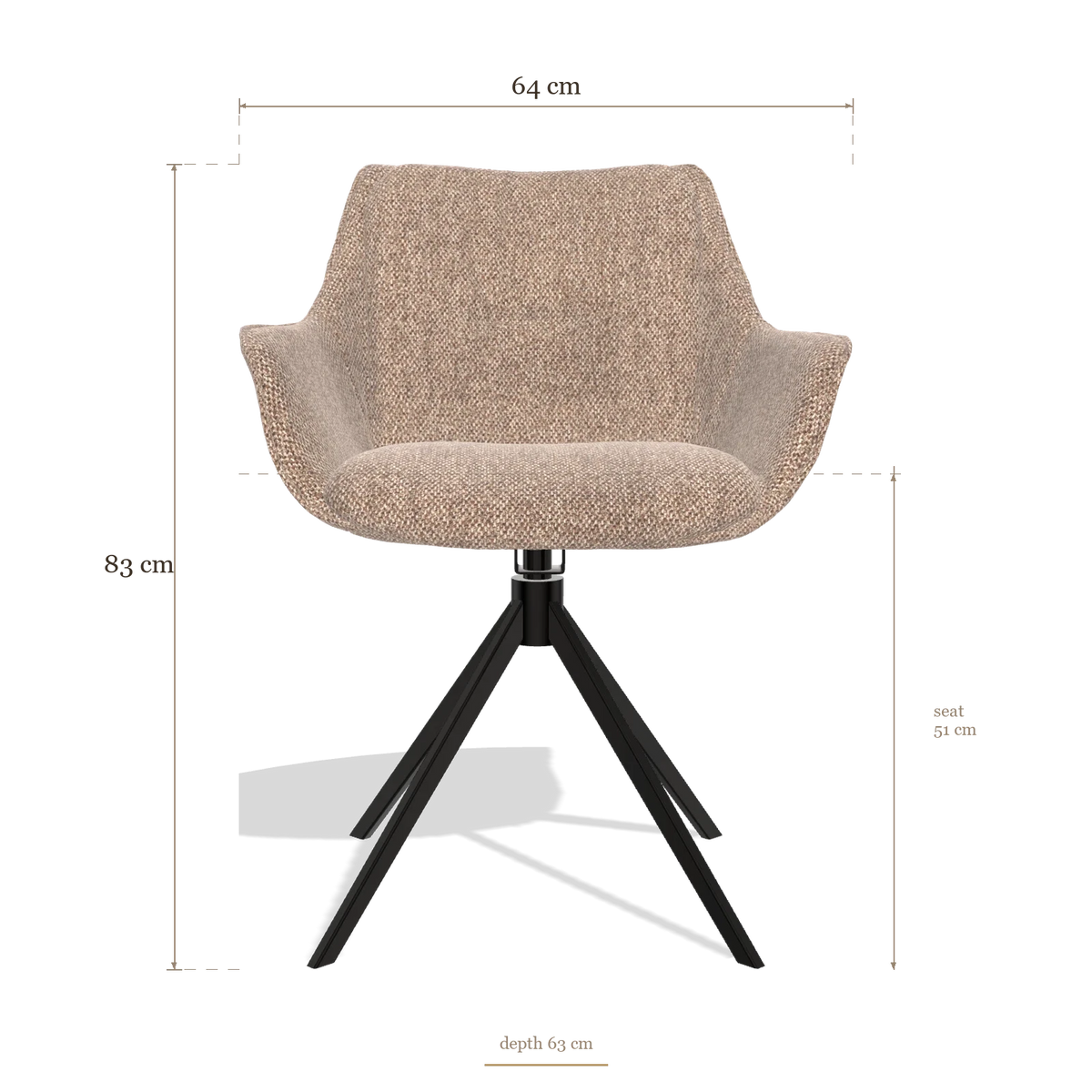 Dining Chair Sandrine 6598, dimensions 64 x 63 x 83 cm