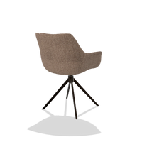Dining Chair Sandrine 6598 in Cayenne 28 fabric (taupe), espresso swivel base, back angled view