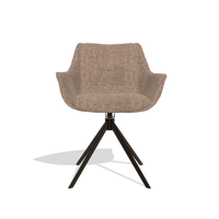 Dining Chair Sandrine 6598 in Cayenne 28 fabric (taupe), espresso swivel base, front view