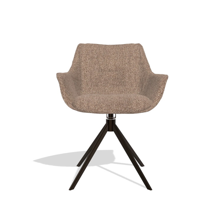 Dining Chair Sandrine 6598 in Cayenne 28 fabric (taupe), espresso swivel base, front view