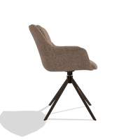 Dining Chair Sandrine 6598 in Cayenne 28 fabric (taupe), espresso swivel base, side view