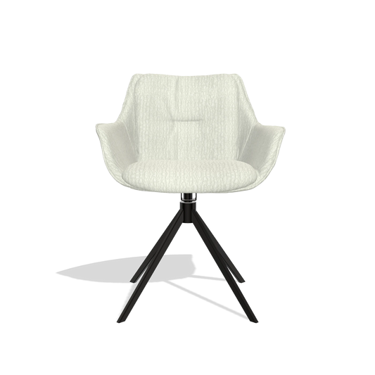Chaise de salle à manger Sandrine 6598 en tissu Energy 101 (gris clair), pied pivotant en noir, vue de face