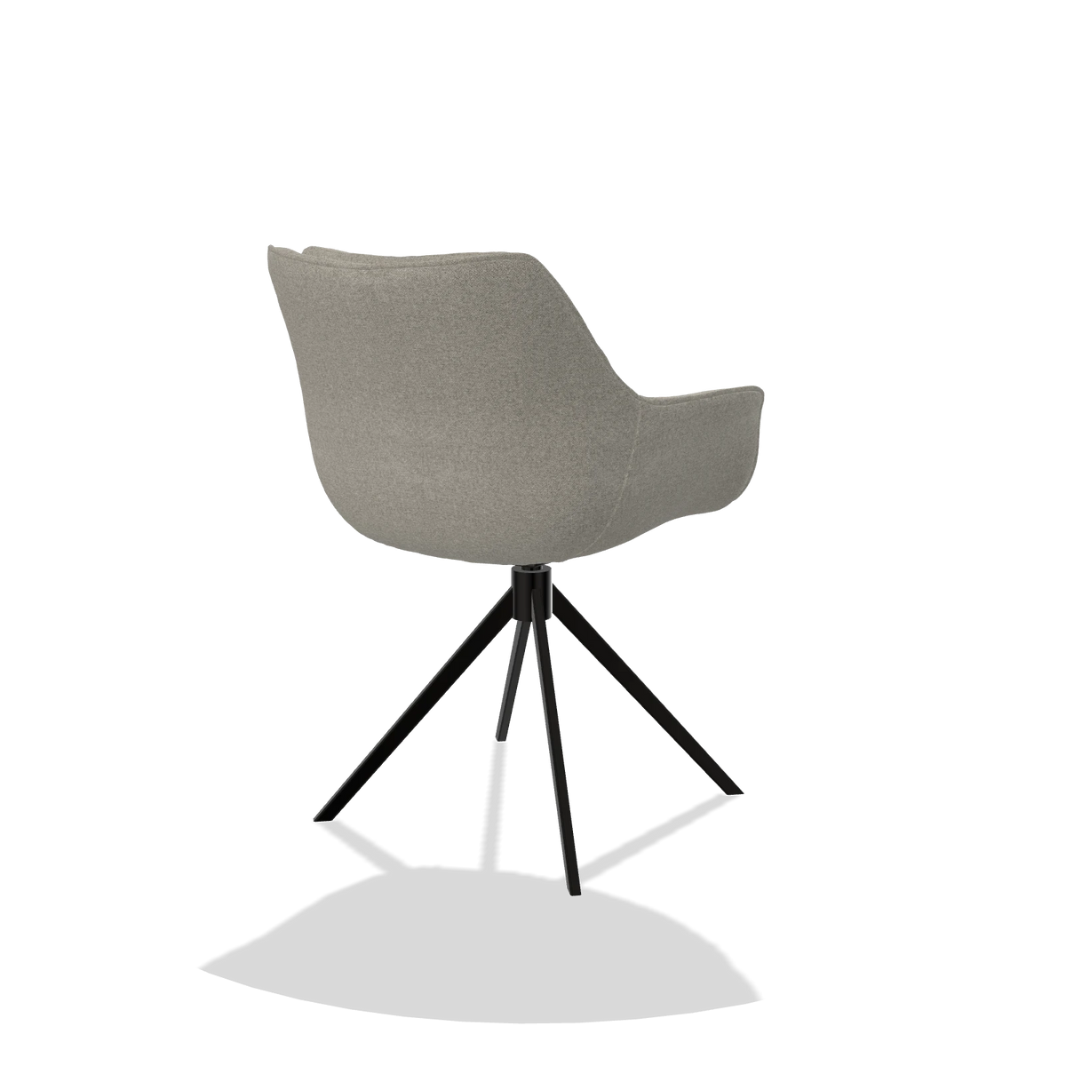 Esszimmerstuhl Sandrine 6598 in Stoff Glory 01 (Greige), Drehfuß in Schwarz, Schrägansicht von hinten