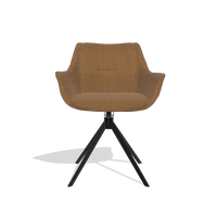 Dining Chair Sandrine 6598 in Glory 16 fabric (brown), black swivel base, front view