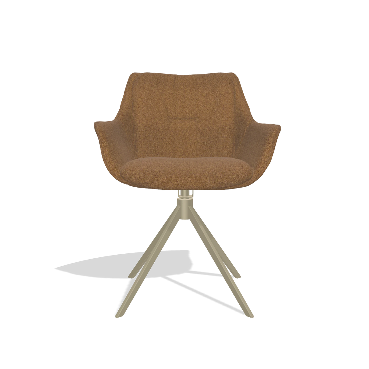 Dining Chair Sandrine 6598 in Glory 16 fabric (brown), champagne swivel base, front view