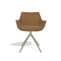 Dining Chair Sandrine 6598 in Glory 16 fabric (brown), champagne swivel base, front view