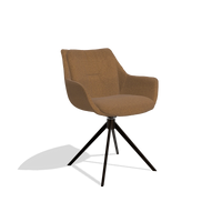 Dining Chair Sandrine 6598 in Glory 16 fabric (brown), espresso swivel base, angled view