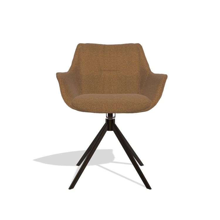Dining Chair Sandrine 6598 in Glory 16 fabric (brown), espresso swivel base, front view