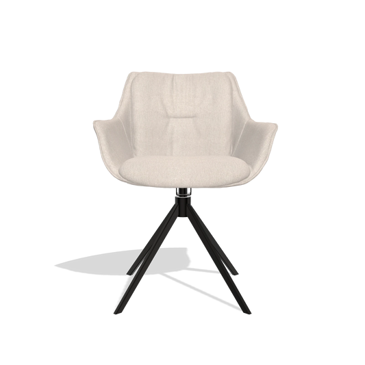 Chaise de salle à manger Sandrine 6598 en tissu Guard 01 (gris clair), pied pivotant en noir, vue de face